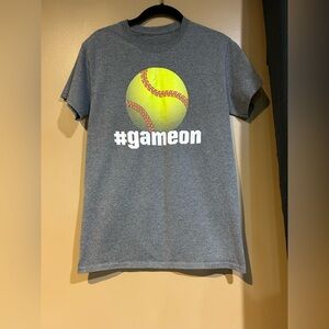 Gray #gameon Baseball T-Shirt NEW